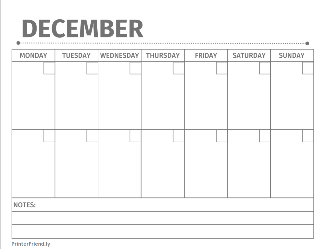 Printable 2 Week December Calendar