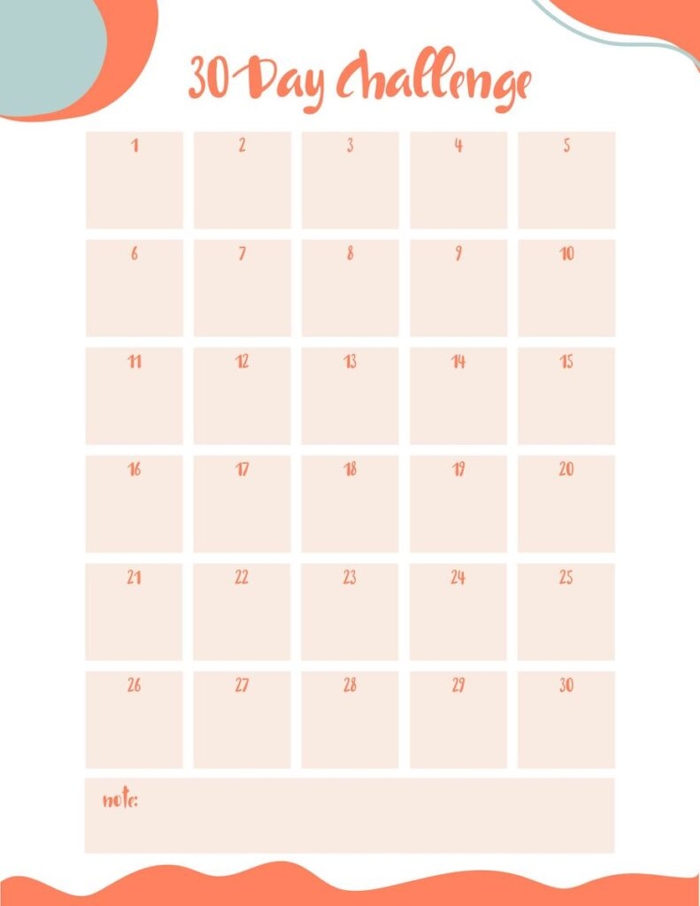 Free Printable 30 Day Challenge Calendar OriginalMOM