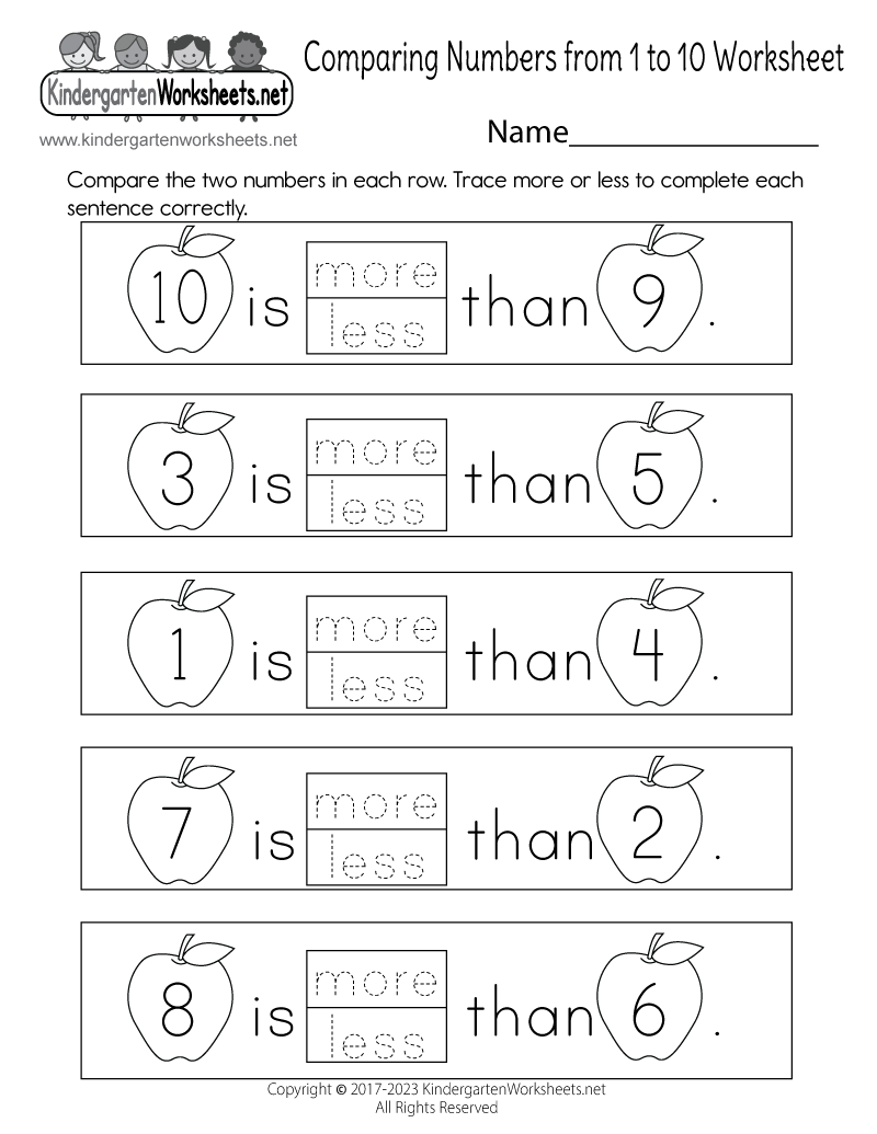 Number 1-10 Printable Worksheet
