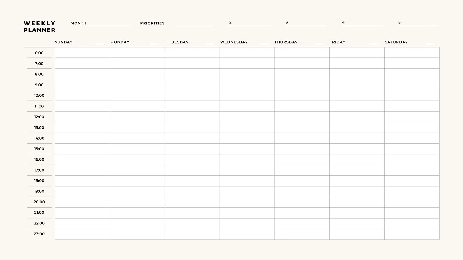Printable Weekly Schedule Template