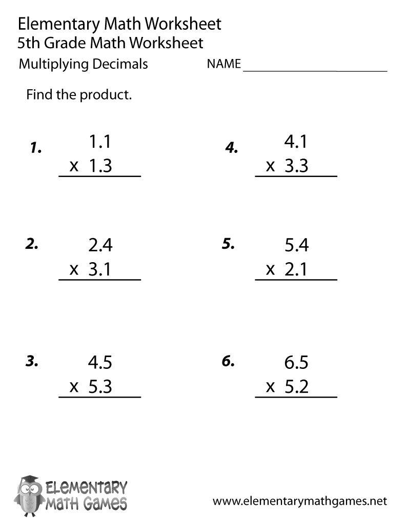 Free Printable Math Decimal Worksheets