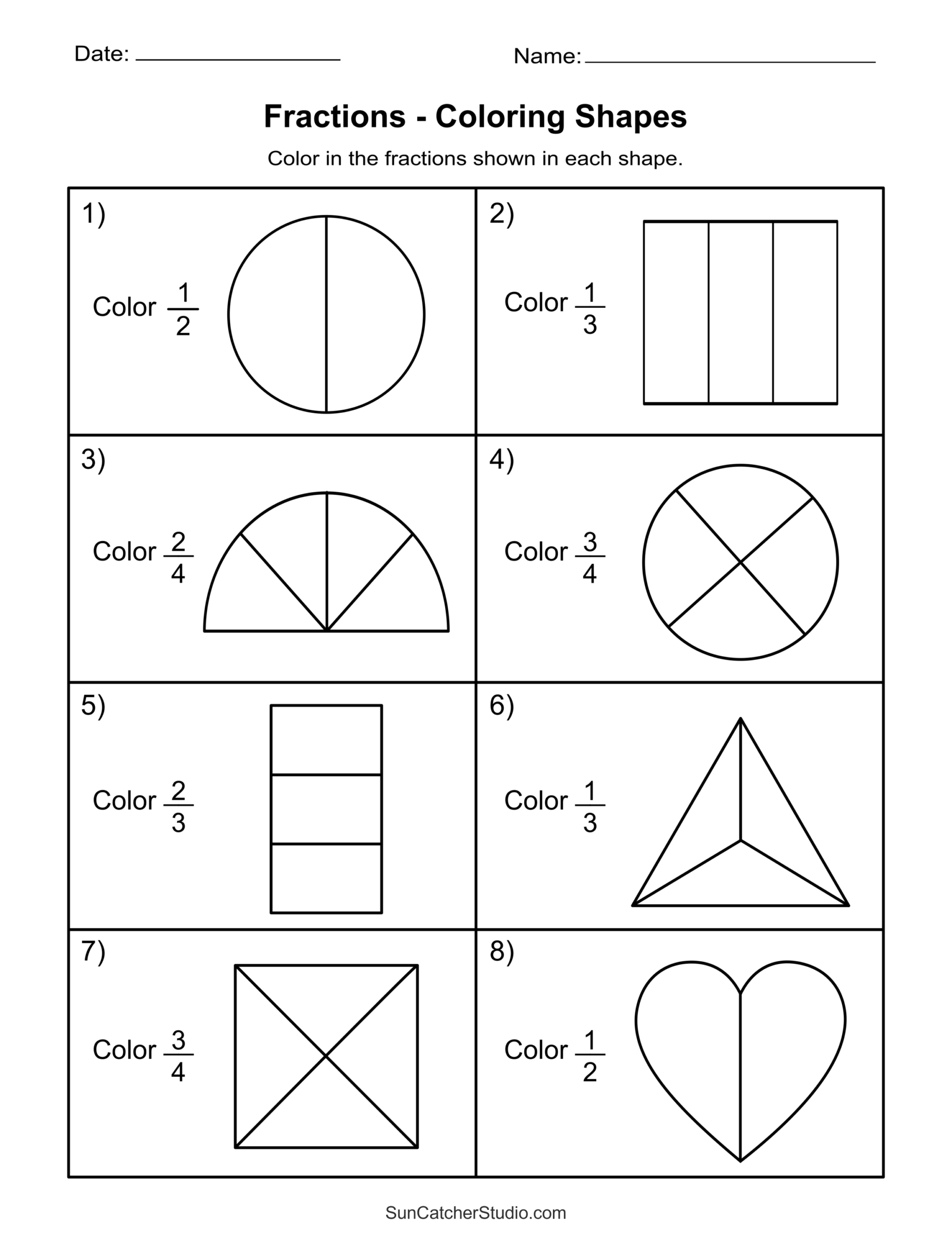 Free Printable Fractions Worksheets Comparing amp Identifying 