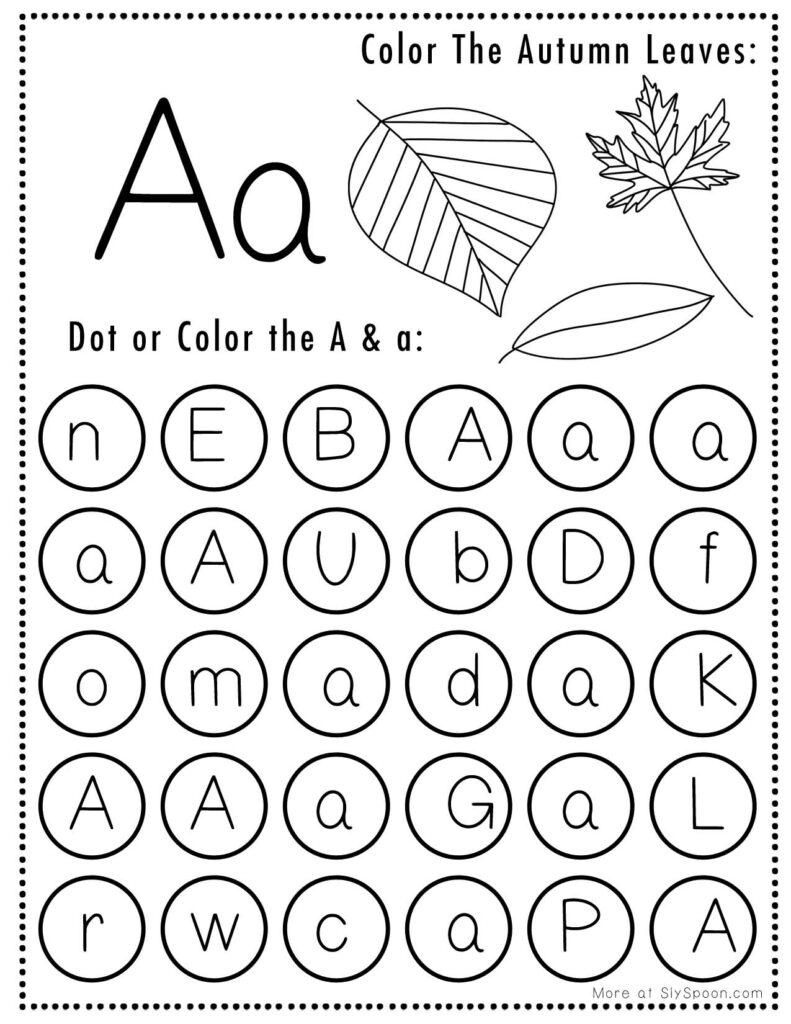 Free Printable Halloween Themed Letter A Dot Marker Activity 