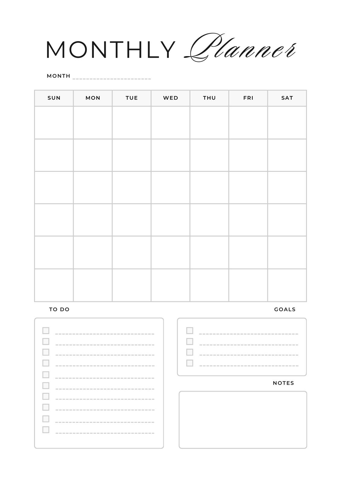 Free Printable Blank Calendar Modern