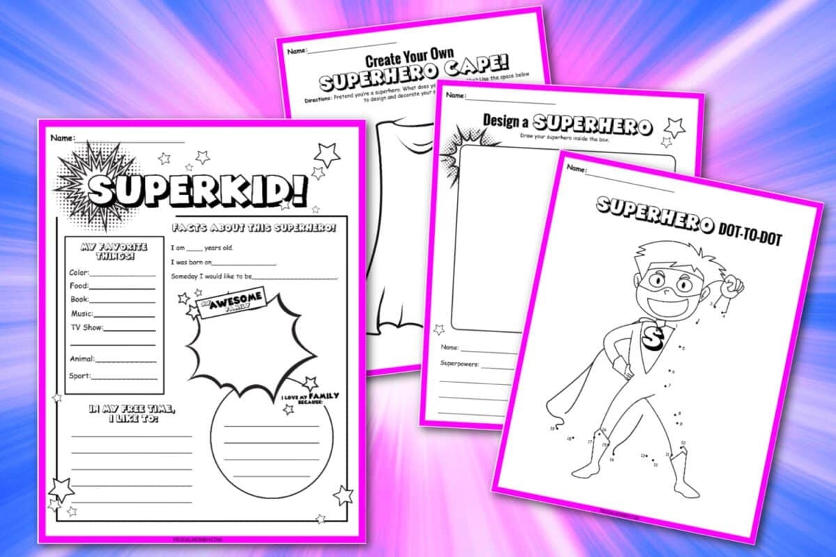Free Printable Superhero Worksheets