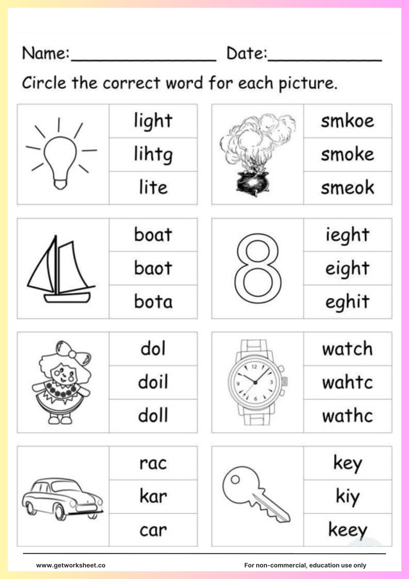 Spelling Worksheets Printable