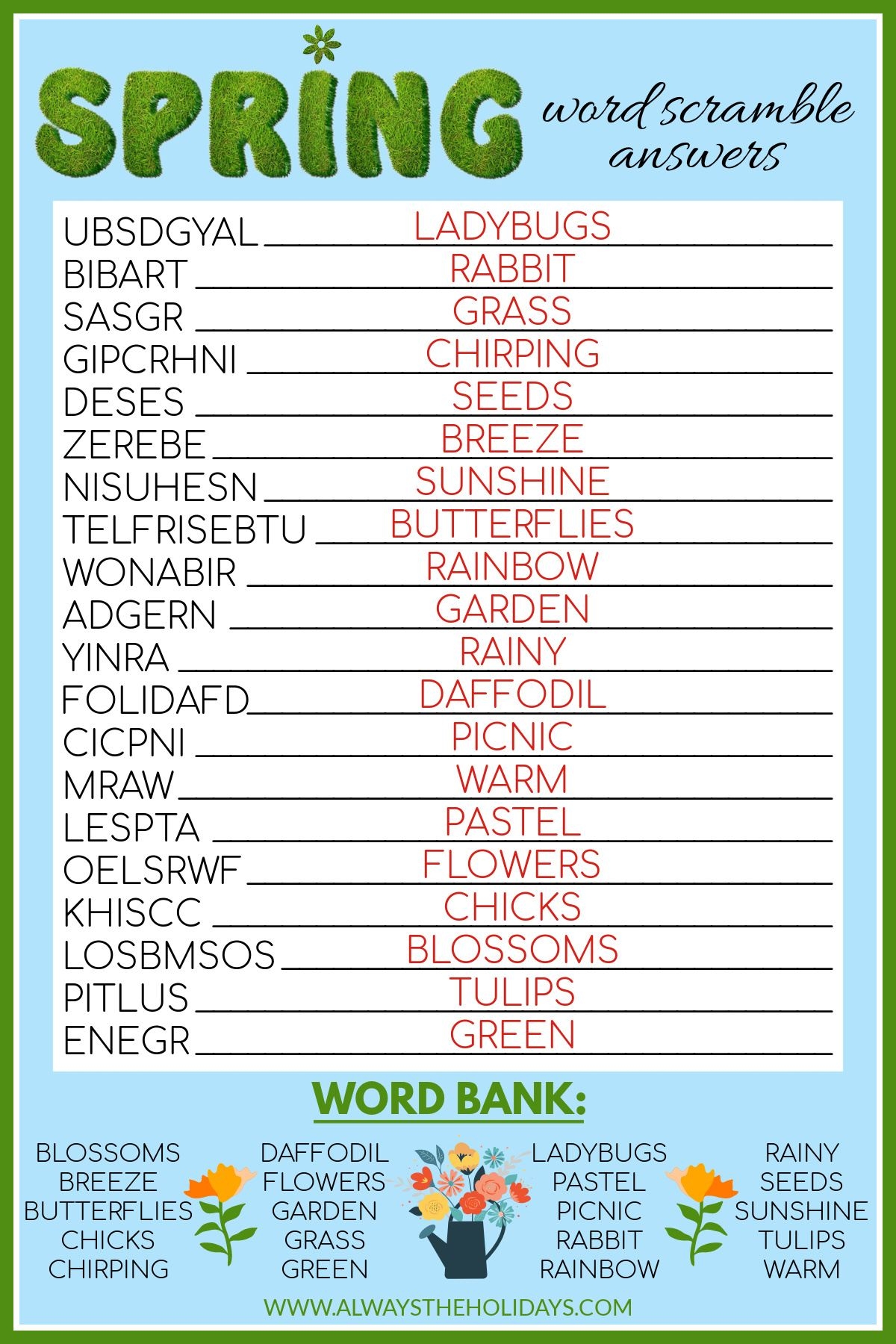 Free Printable Word Jumble Puzzles