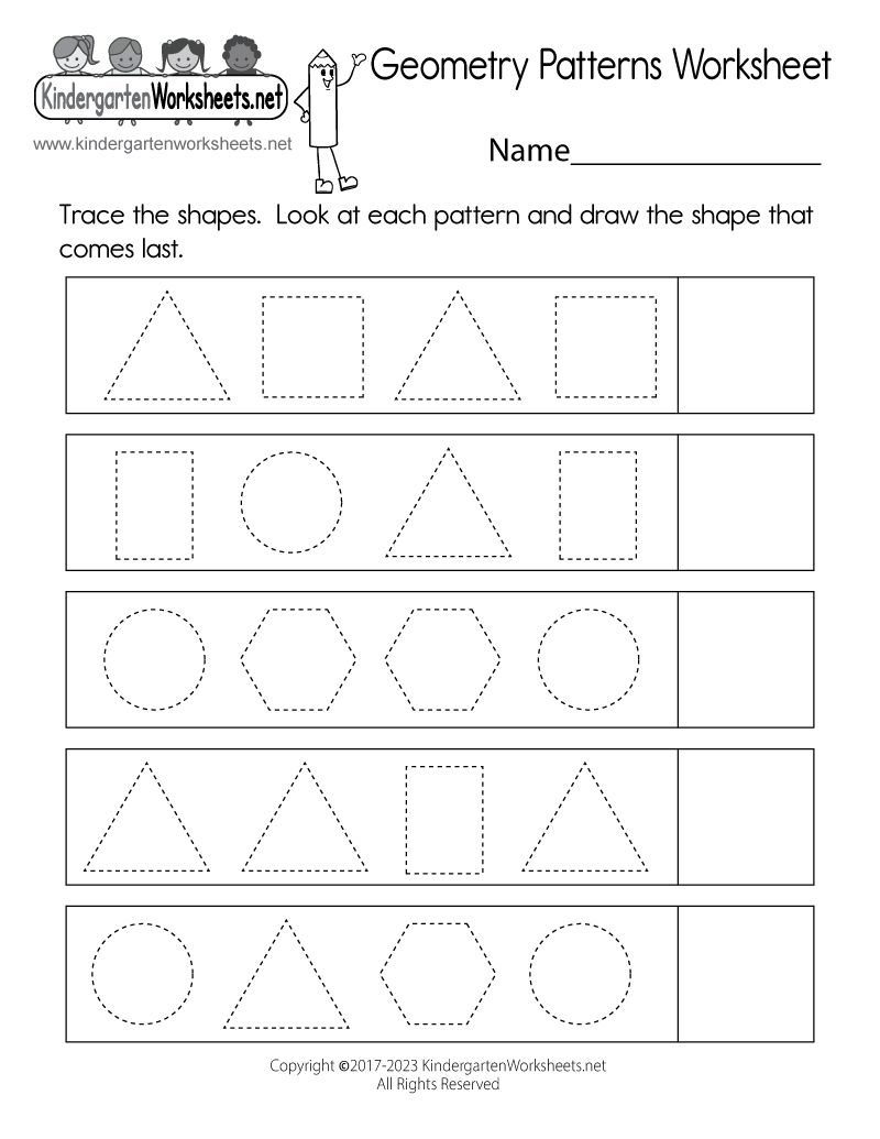 Pattern Worksheets For Kindergarten Printable
