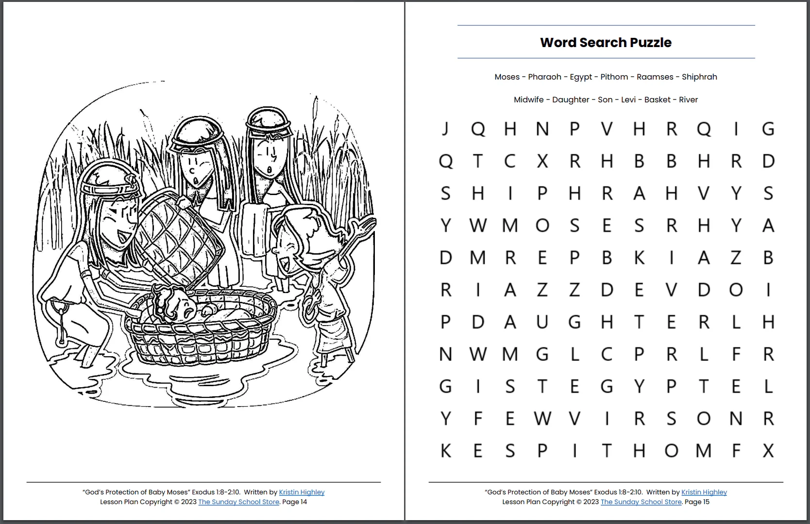 Baby Moses Free Printable Worksheets