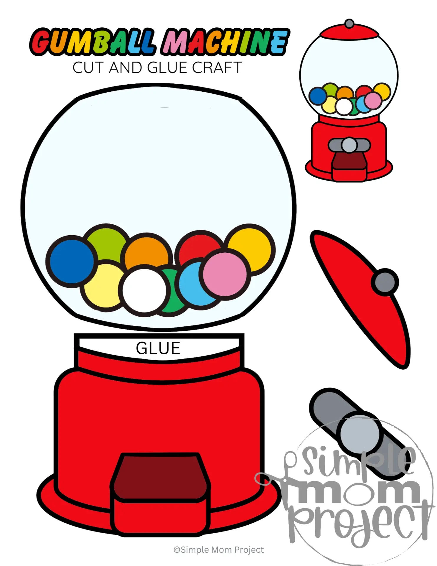 Gumball Machine Craft Printable Cut amp Paste Activity For Kids 