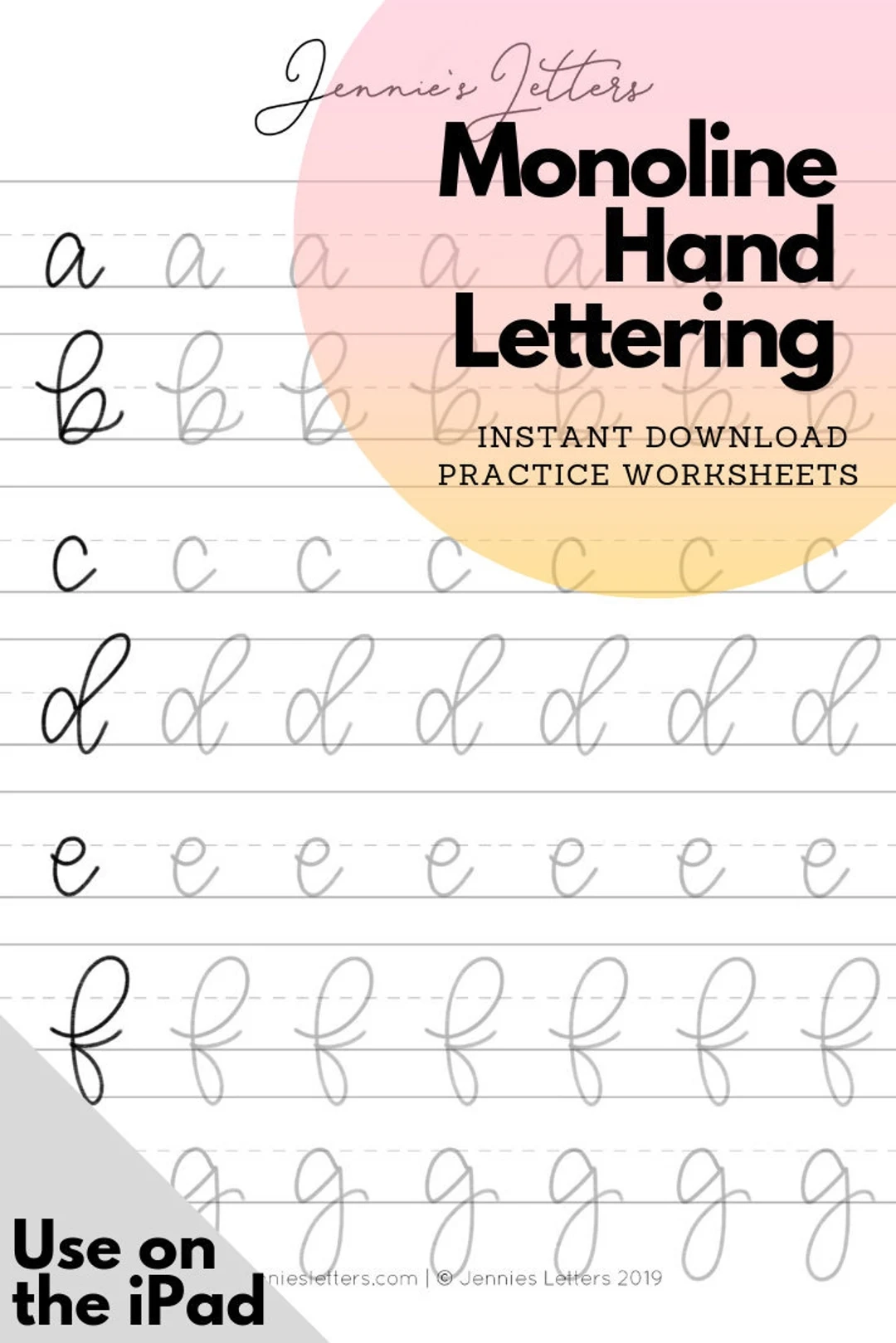 Hand Lettering Praxis Arbeitsbl tter Monoline Kleinbuchstaben 