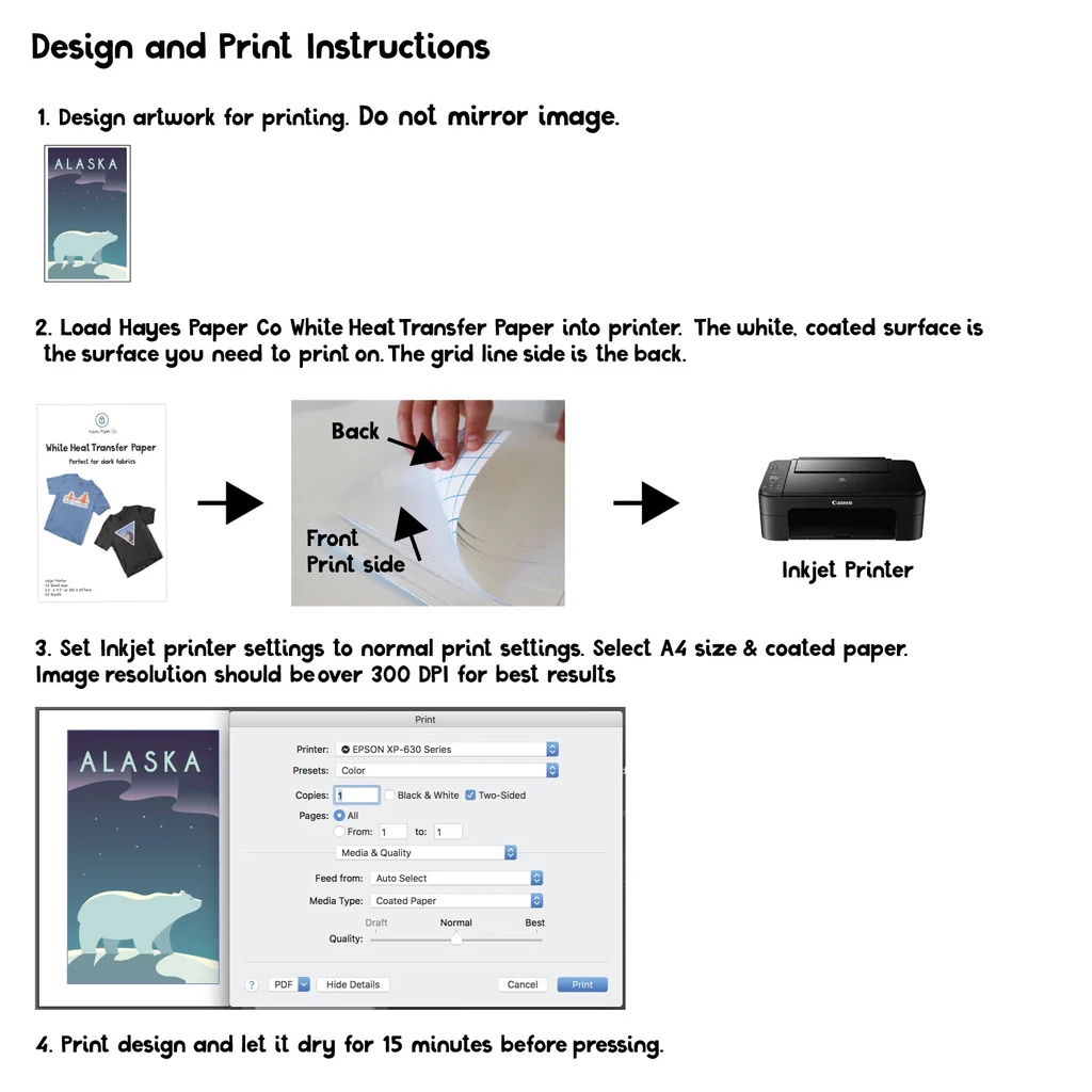 Hayes Paper Co White Heat Transfer Paper Hayes Paper Co 