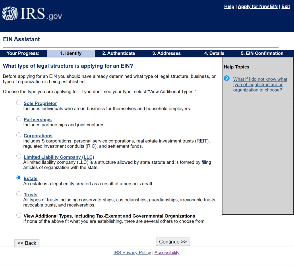 How To Apply For An Estate EIN Or TIN Online 9 Step Guide 
