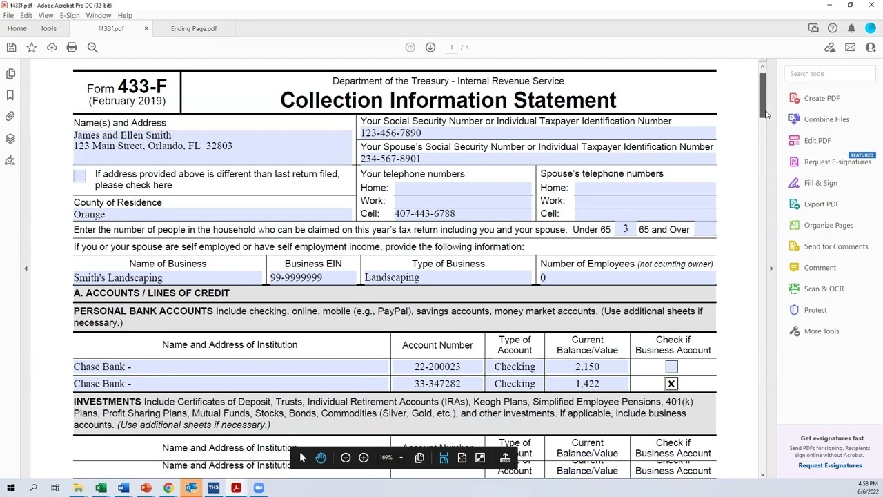 How To Complete A Form 433 F