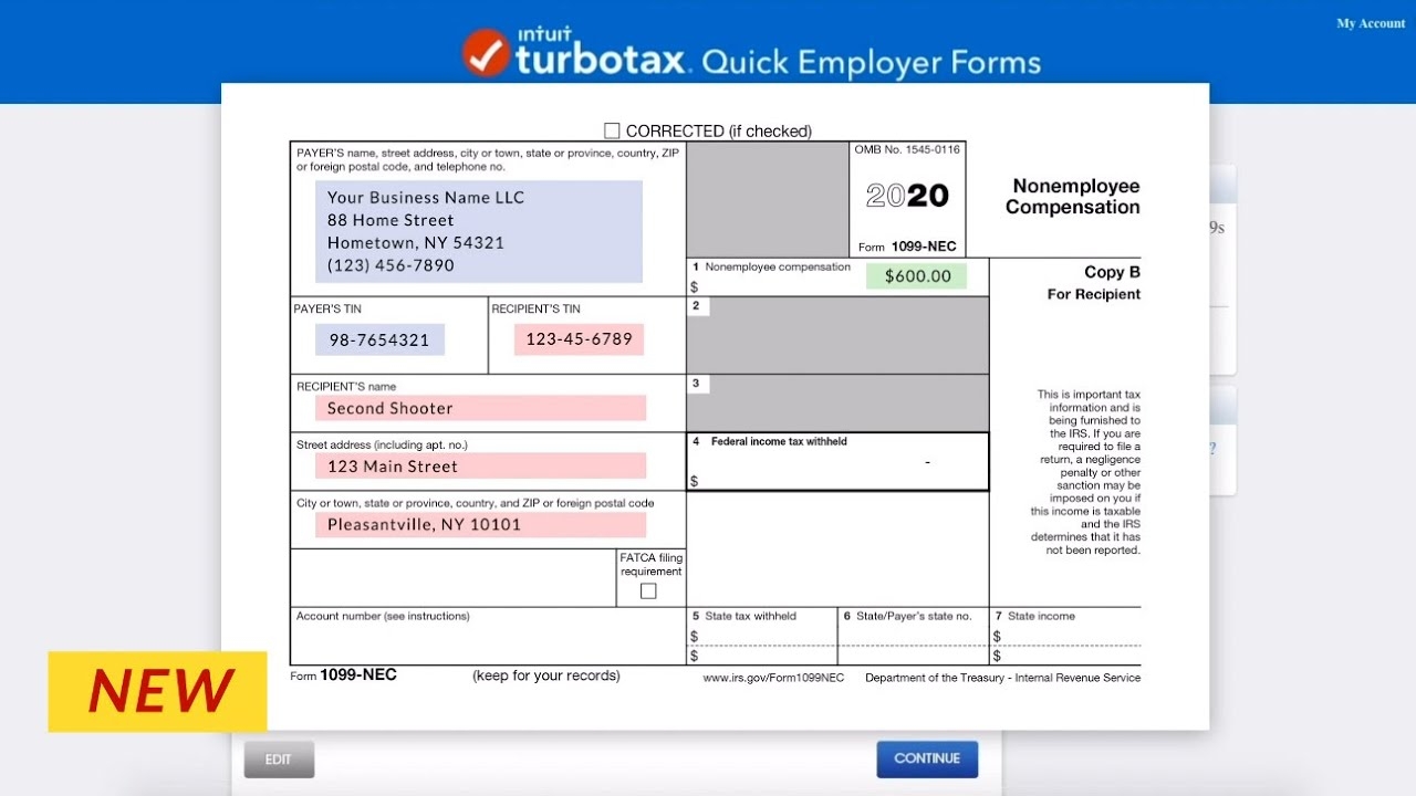 How To File The new Form 1099 NEC For Independent Contractors Using TurboTax formerly 1099 MISC 