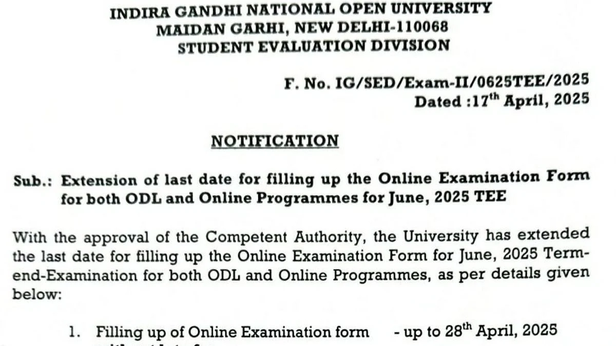 Ignou Exam Form June 2026 Tee