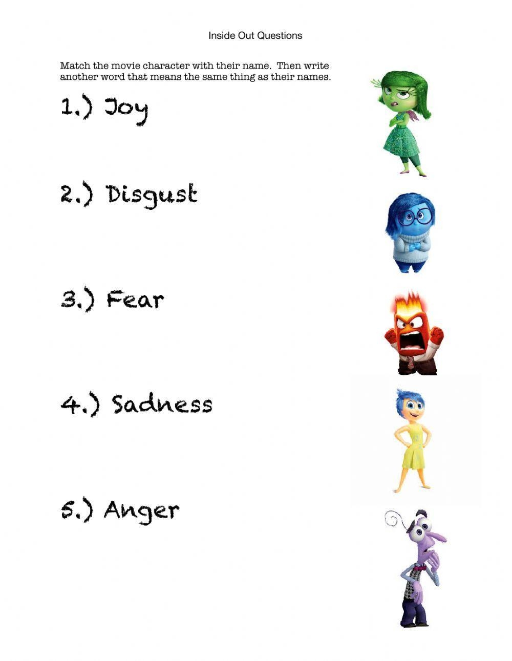 Inside Out Movi Free Interactive Worksheets 380581