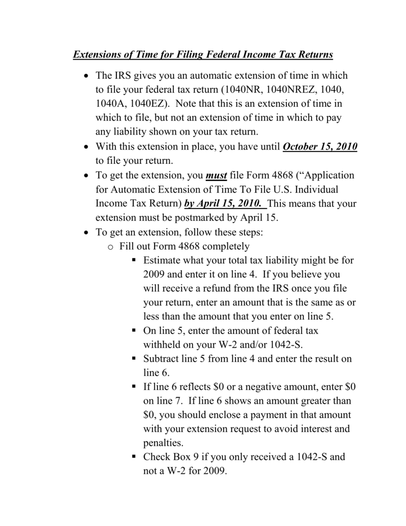 Instructions For Filing Form 4868 Michigan State University College