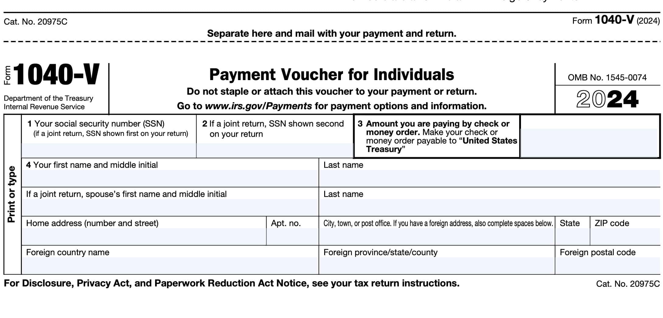 Irs 2026 Form 1040-Es Payment Voucher 4