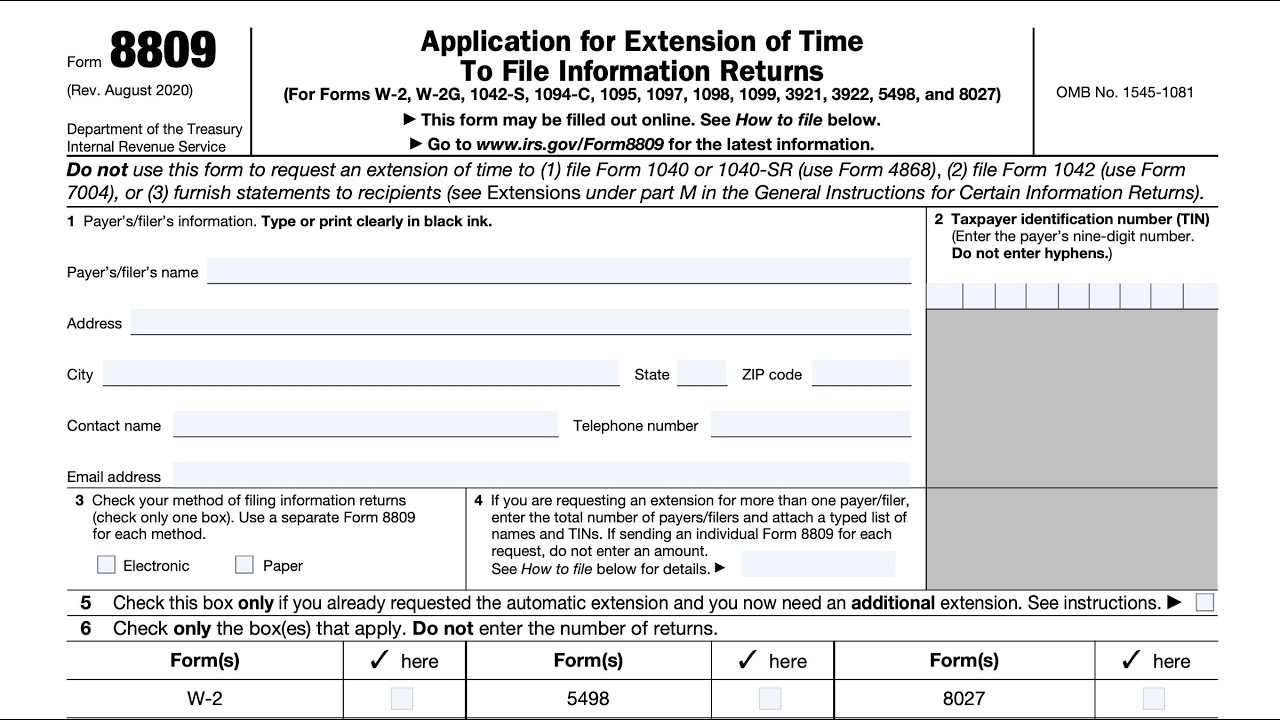 Irs Form For Extension To File Tax Return