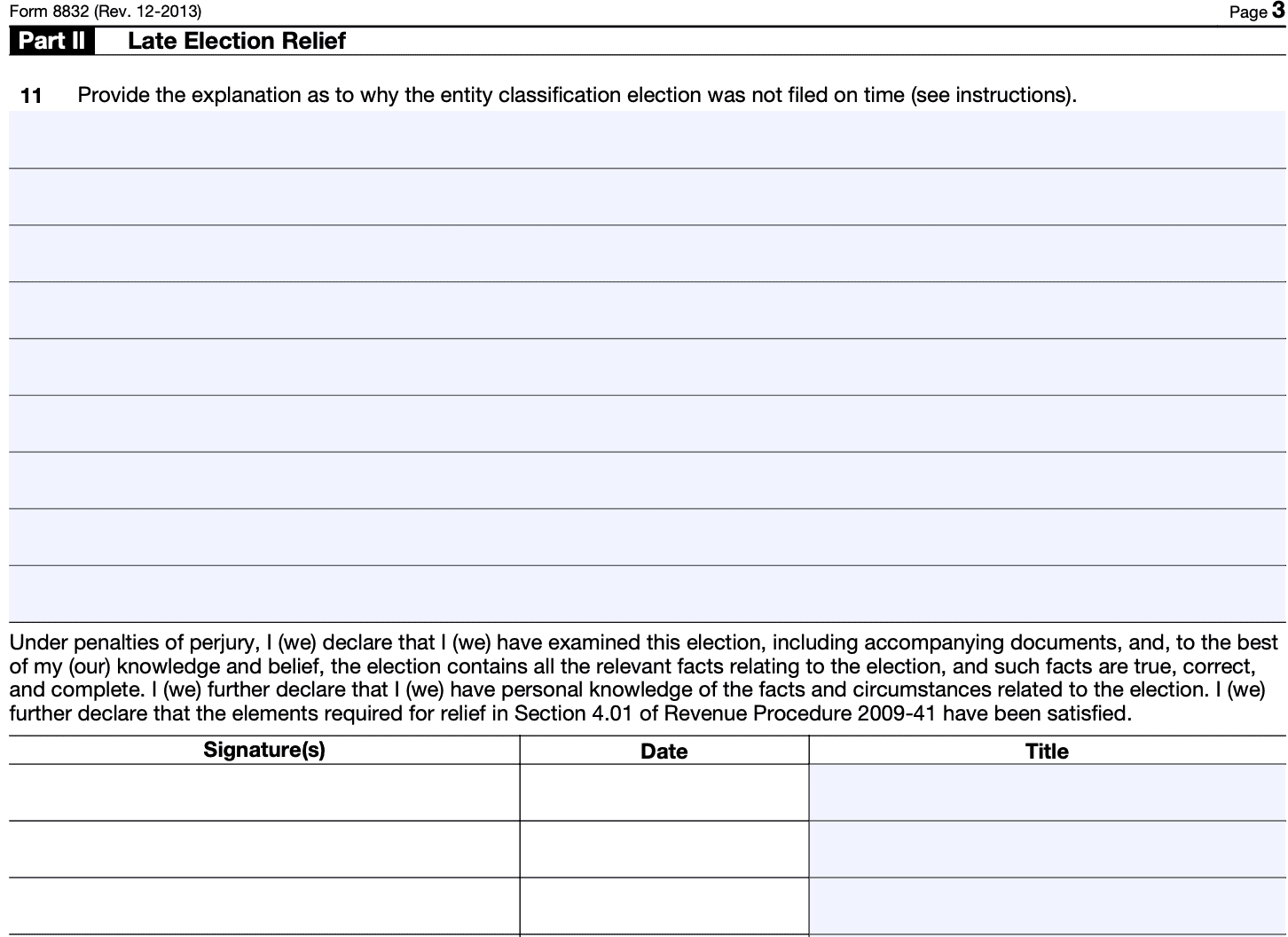 IRS Form 8832 Instructions Entity Classification Election
