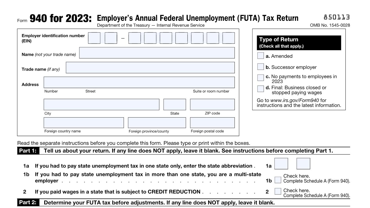 IRS Form 940 Walkthrough Employer s Annual Federal Unemployment FUTA Tax Return 