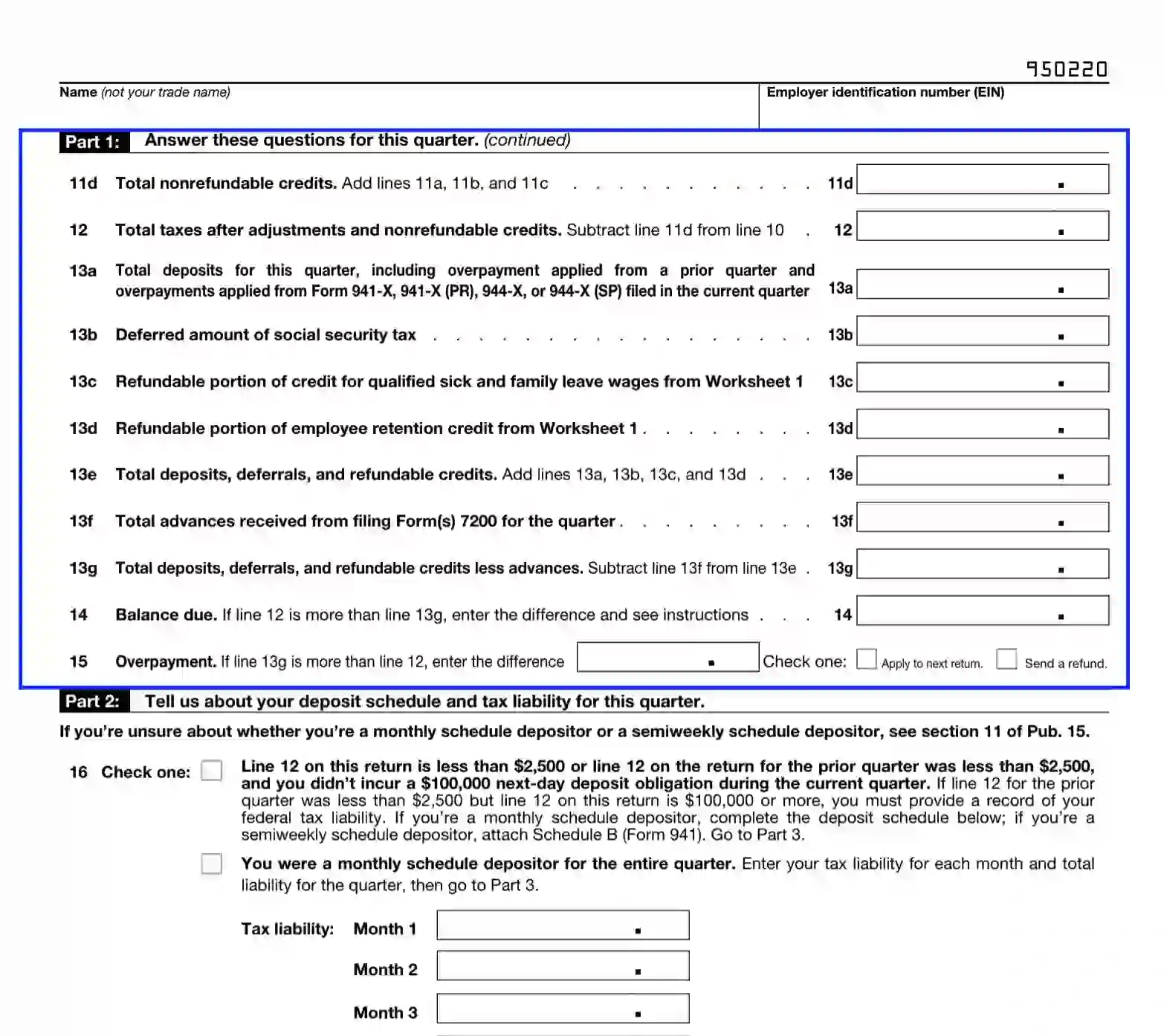 Irs Form 941 X Printable