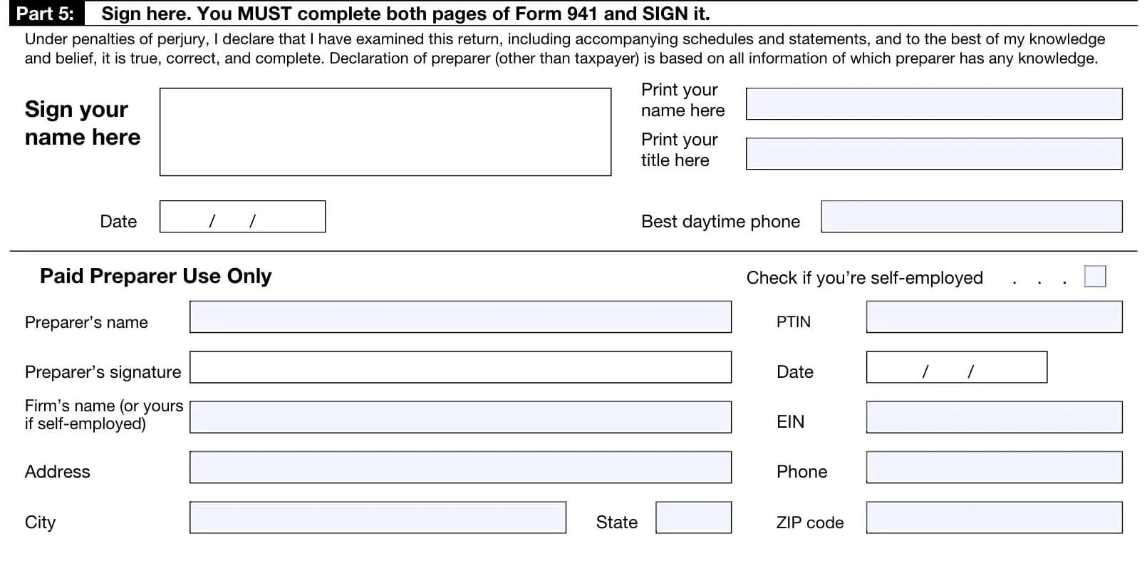 Irs Form 941 Printable 2026