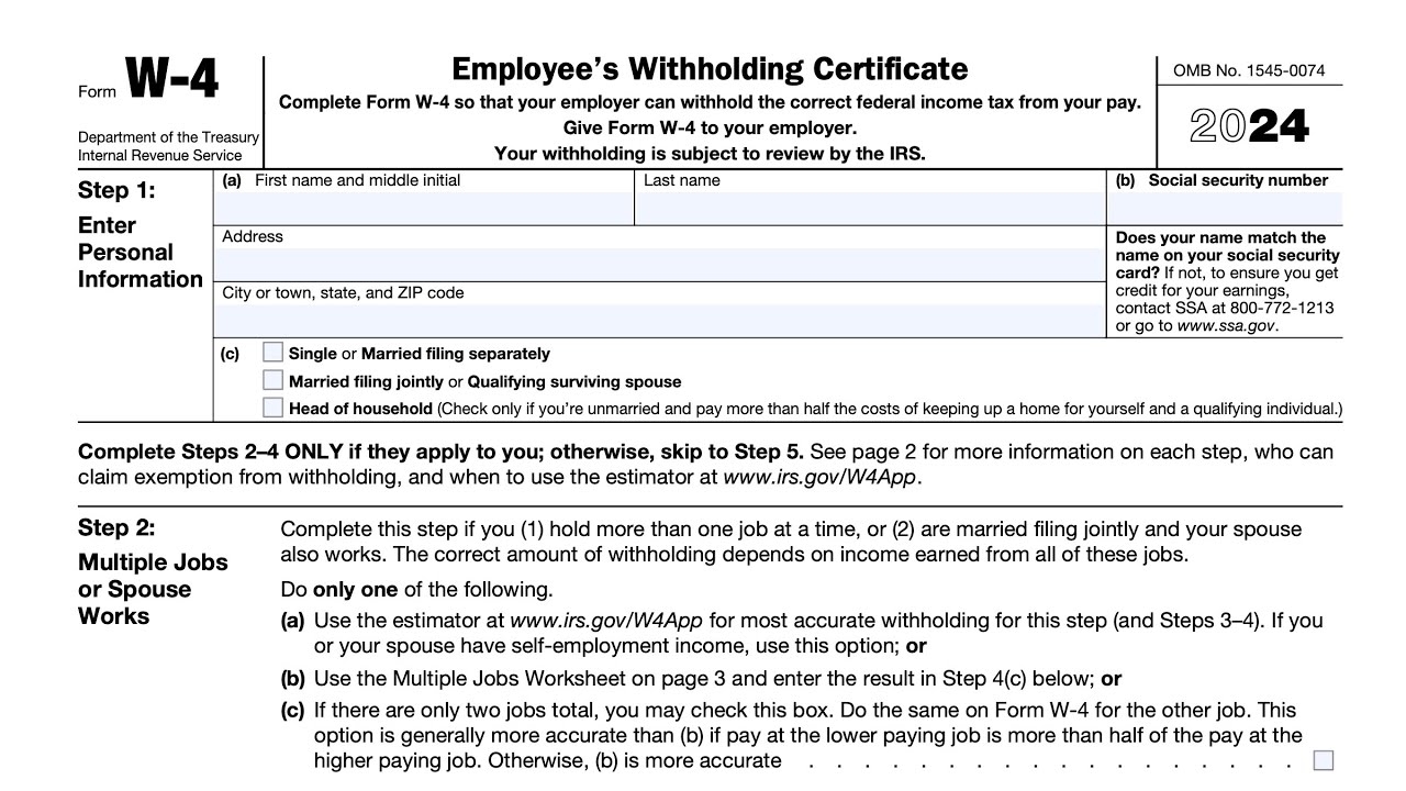 IRS Form W 4 Walkthrough ARCHIVE COPY ONLY