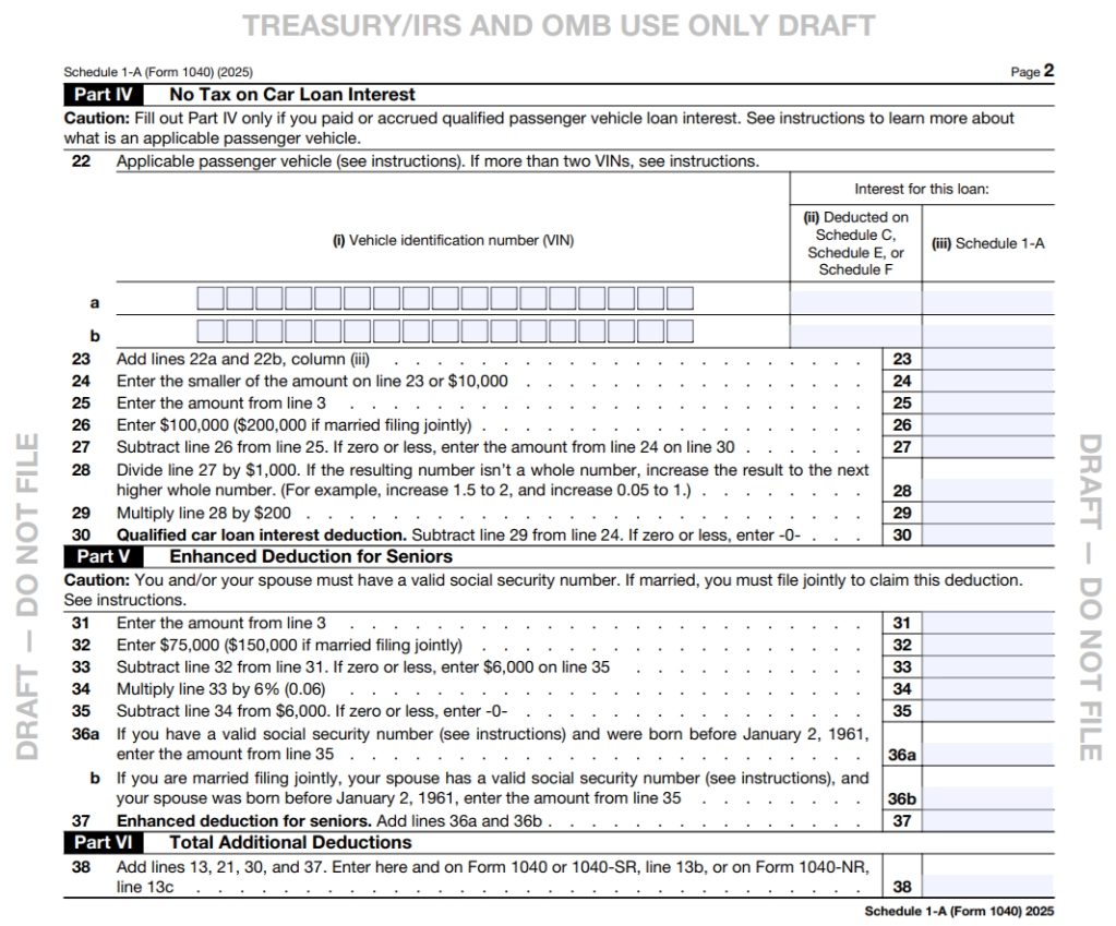 IRS Provides Glimpse Of Schedule 1 A Form For New OBBBA Tax 