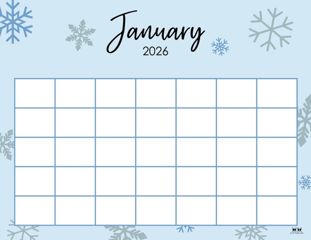 Blank 2026 Monthly Calendar Printable Free