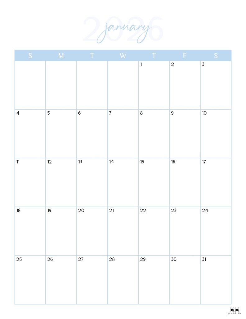 Blank Printable Word Calendar 2026