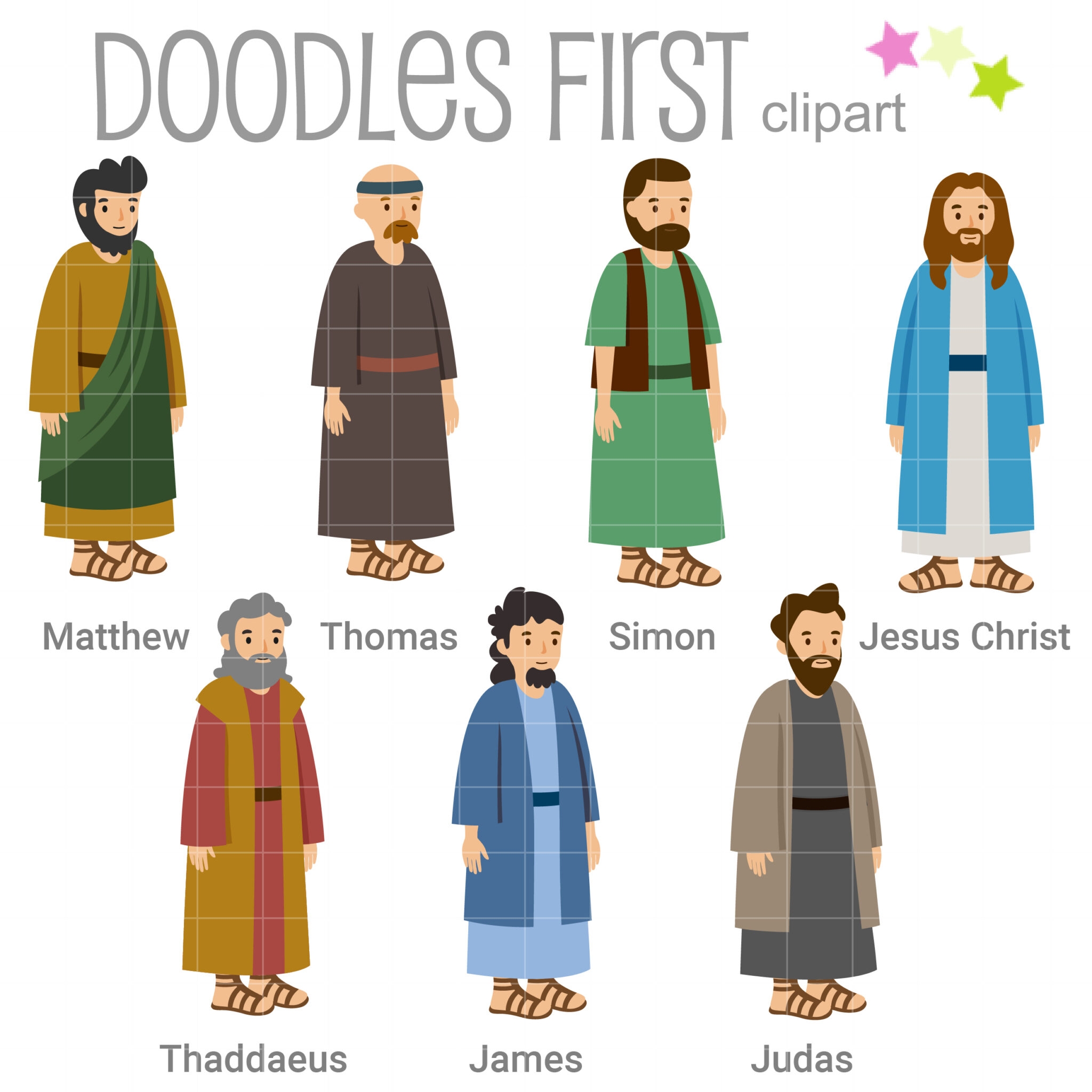 Jesus Christ And 6 Of The 12 Disciples Clip Art Set Daily Art 
