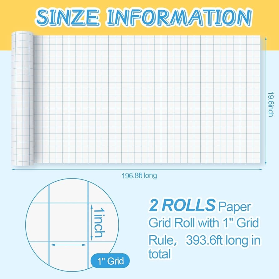 Jetec 2 Rolls Of Graph Paper Large Graph Paper Grid Paper Paper 