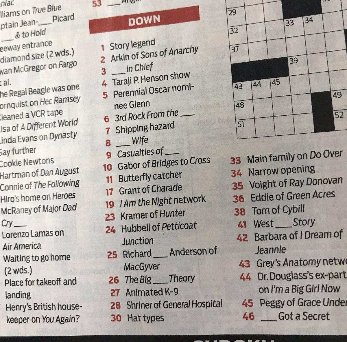 Kin Shriner On X This Weeks TV Guide Crossword Puzzle 2 