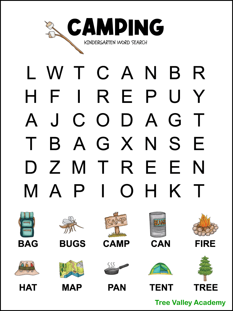 Word Search Printable For Kindergarteners