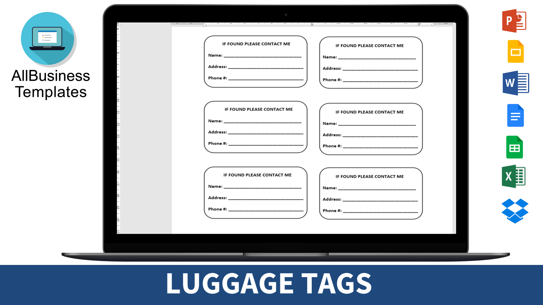 Kostenloses Bag Tag Template