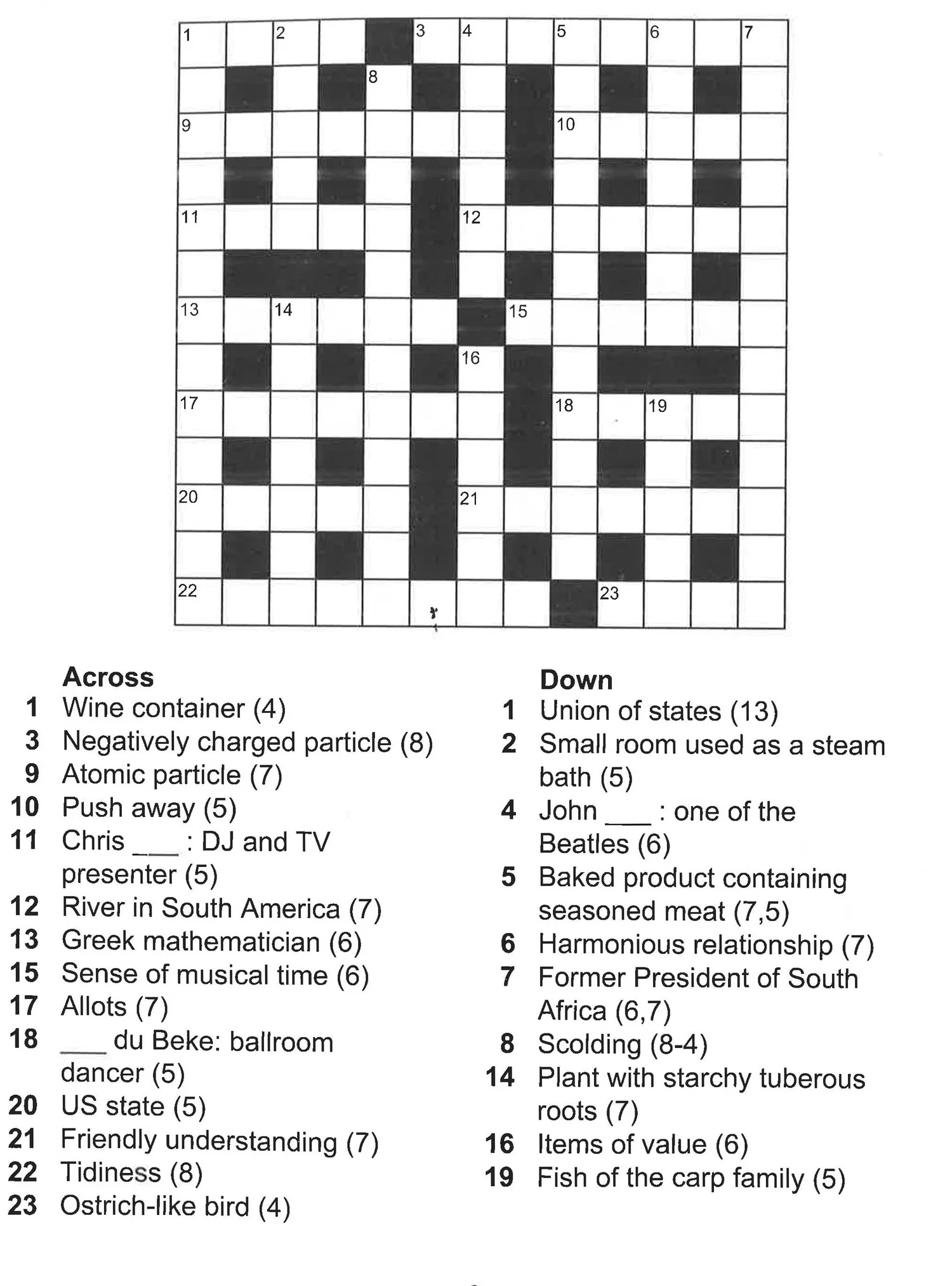 Printable Crossword Puzzles Large Print