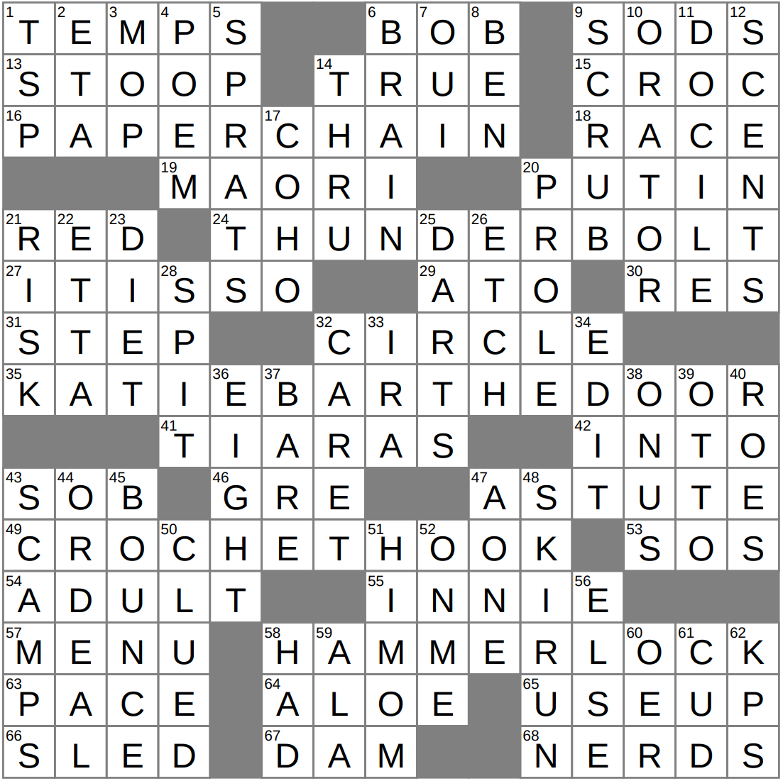 LAXCrossword Answers To The Los Angeles Times Crossword