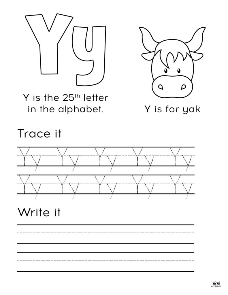 Free Printable Worksheets Letter Y