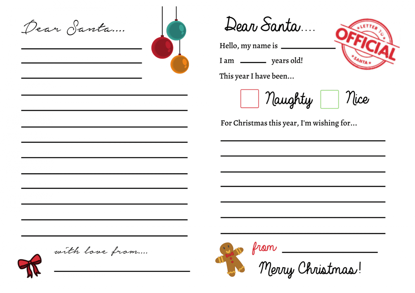Printable Christmas Letter Template