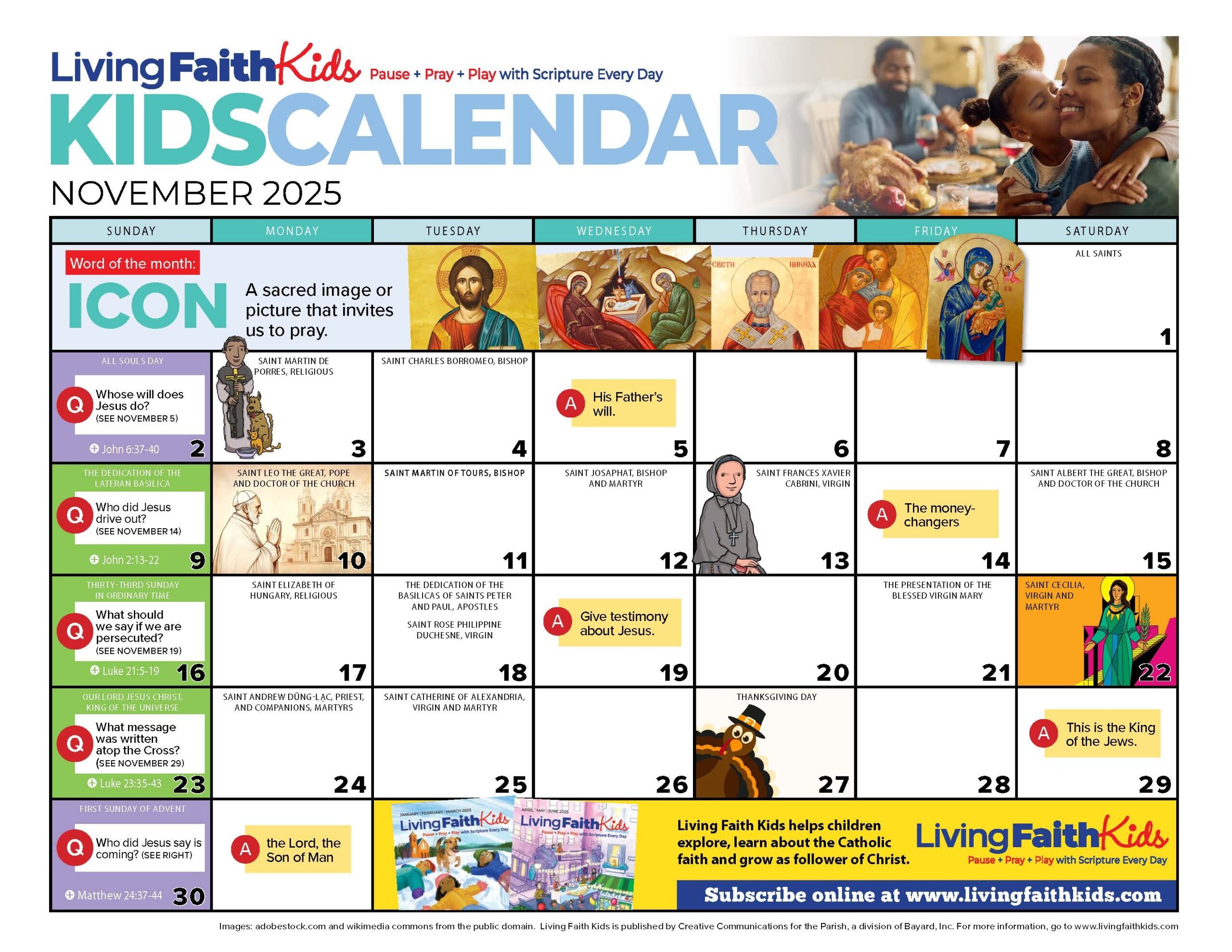 Living Faith Children calendar