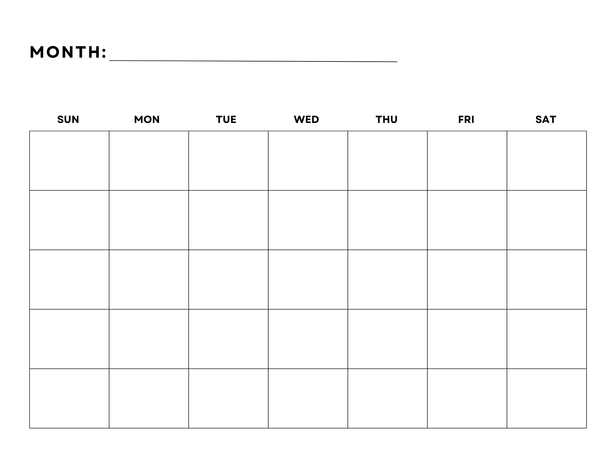 Free Printable Blank Calendar Landscape