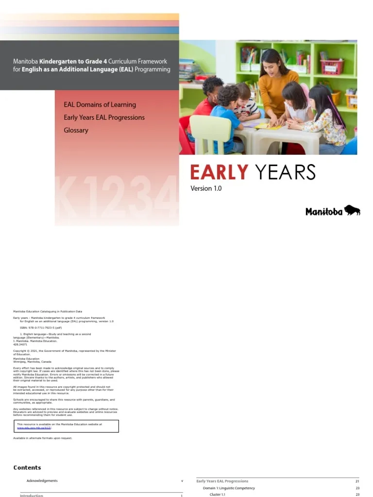 Manitoba Early Years Program PDF English As A Second Or 