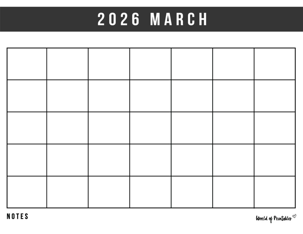 Printable Calendar March 2026 Free Printable
