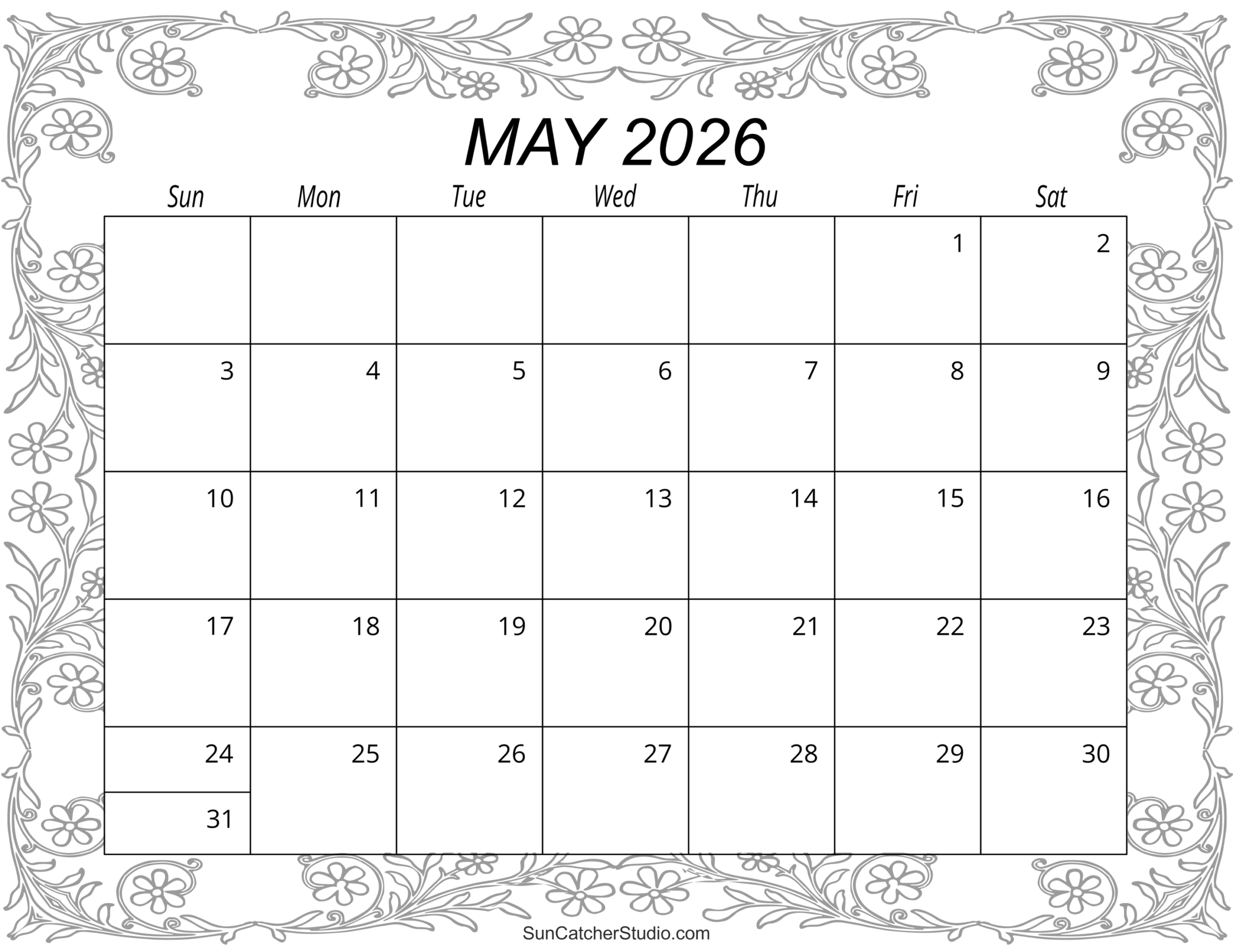May 2026 Calendar Printable