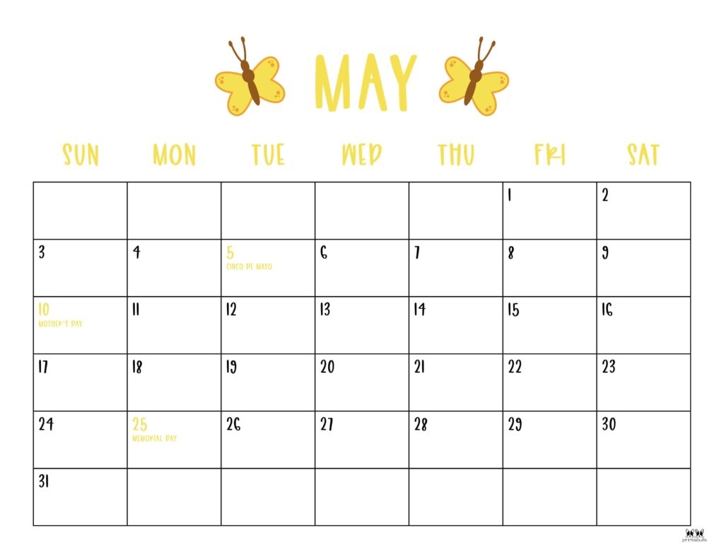 May 2026 Free Printable Calendar
