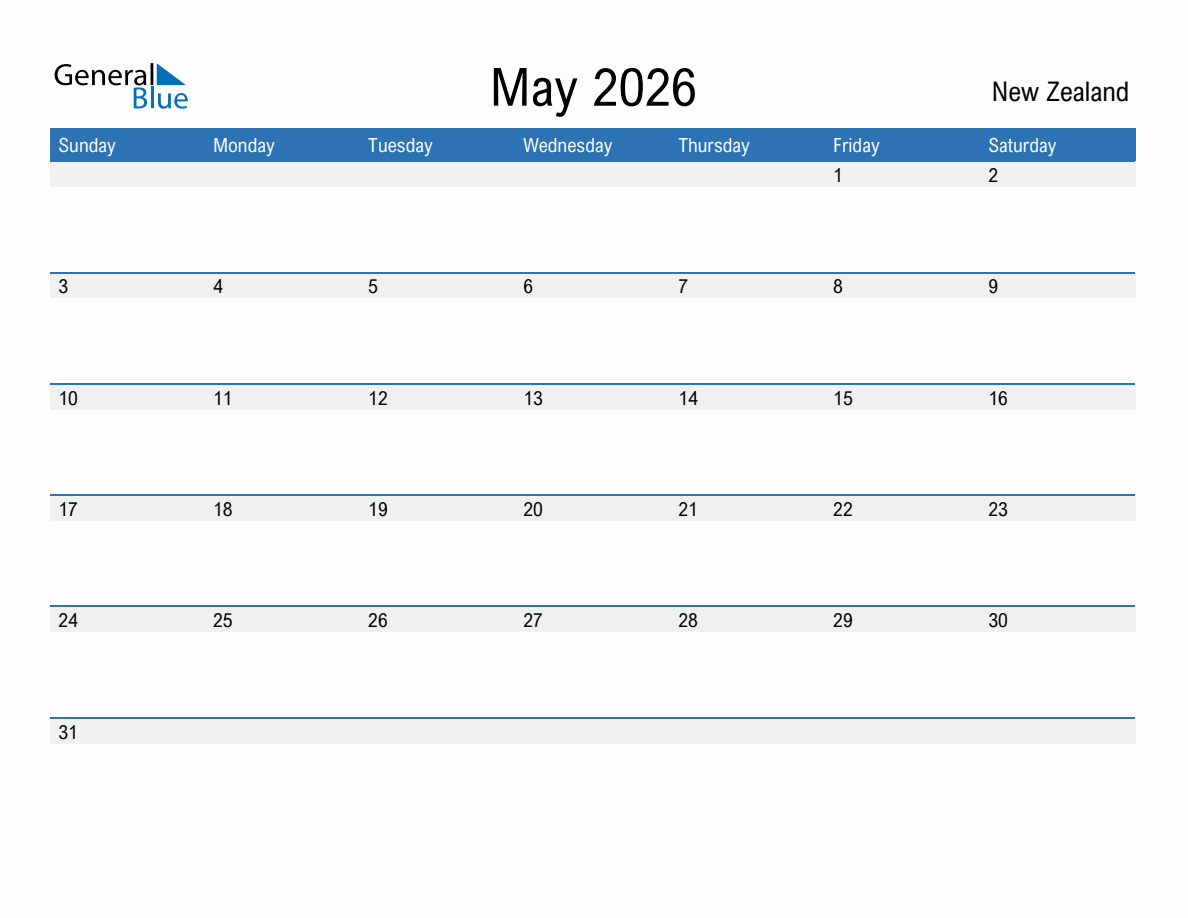 2026 Printable Calendar By Month Nz