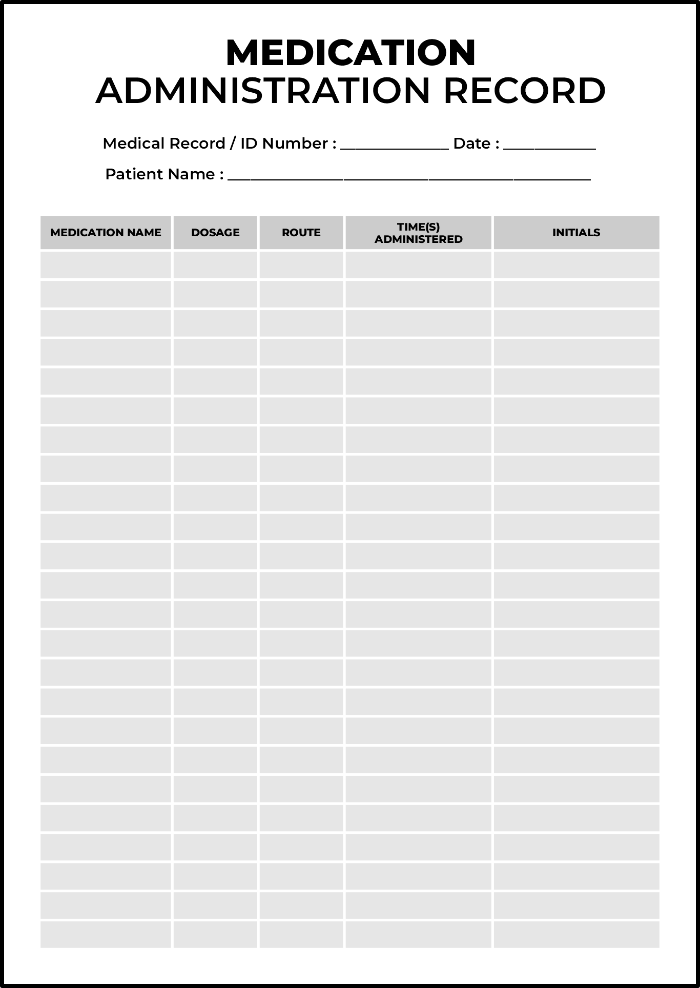 Medication Administration Record Template 10 Free PDF Printables 