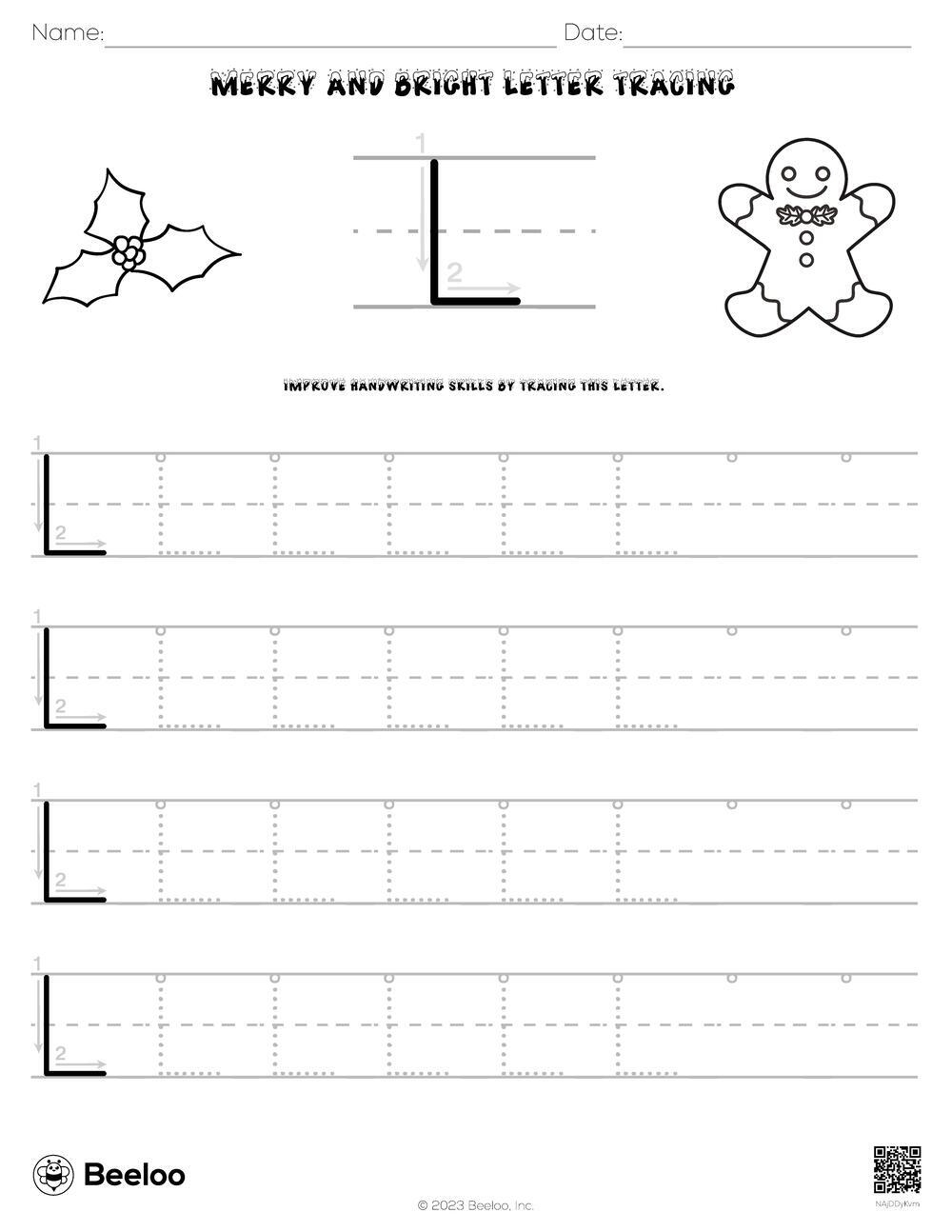 Merry And Bright Letter Tracing Beeloo Printable Crafts And 